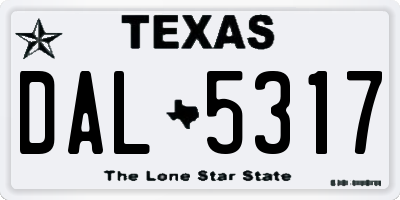 TX license plate DAL5317