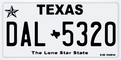 TX license plate DAL5320