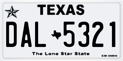 TX license plate DAL5321