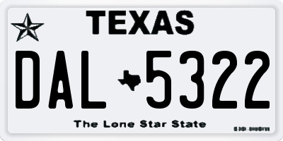 TX license plate DAL5322