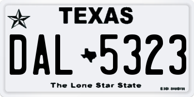 TX license plate DAL5323