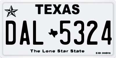 TX license plate DAL5324