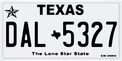 TX license plate DAL5327