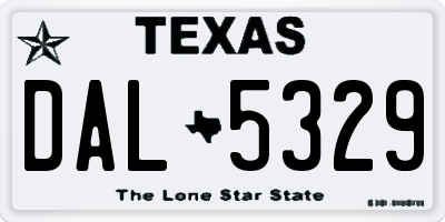 TX license plate DAL5329