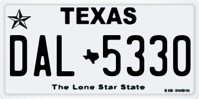 TX license plate DAL5330