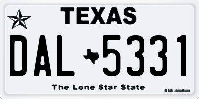 TX license plate DAL5331