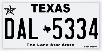 TX license plate DAL5334