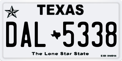 TX license plate DAL5338