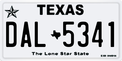TX license plate DAL5341