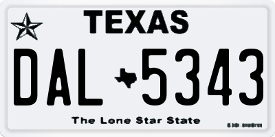 TX license plate DAL5343