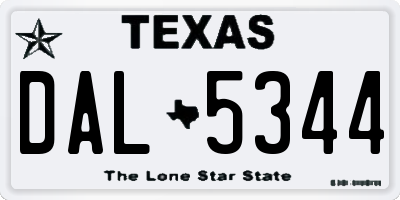 TX license plate DAL5344