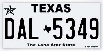 TX license plate DAL5349