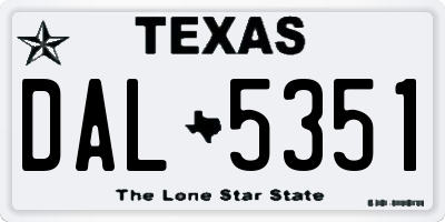 TX license plate DAL5351