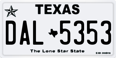 TX license plate DAL5353