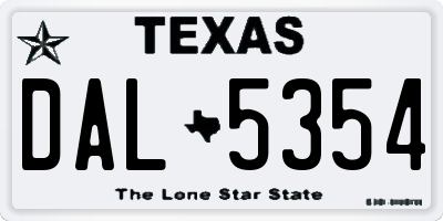 TX license plate DAL5354