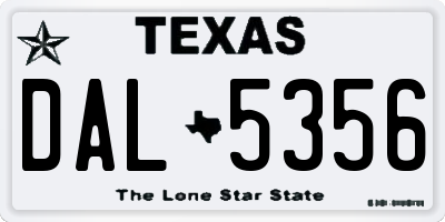 TX license plate DAL5356