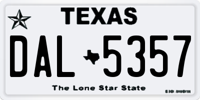 TX license plate DAL5357