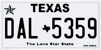 TX license plate DAL5359