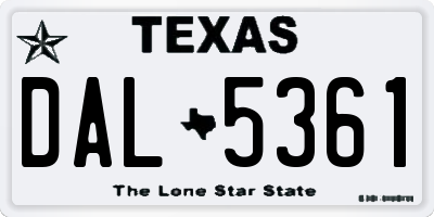 TX license plate DAL5361