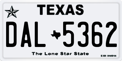 TX license plate DAL5362