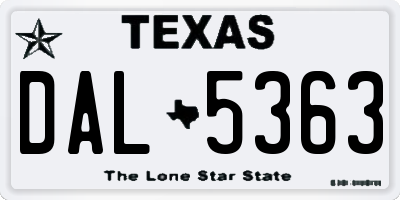 TX license plate DAL5363