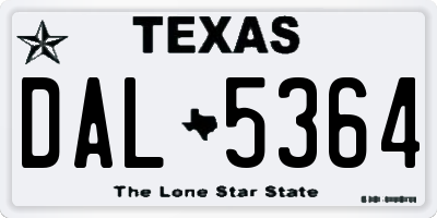 TX license plate DAL5364
