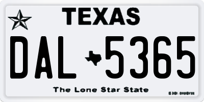 TX license plate DAL5365