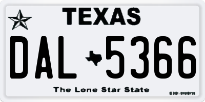 TX license plate DAL5366
