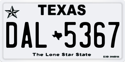 TX license plate DAL5367