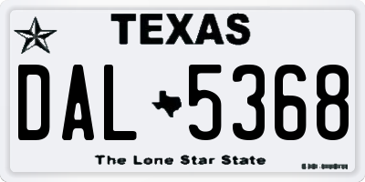 TX license plate DAL5368