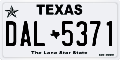 TX license plate DAL5371