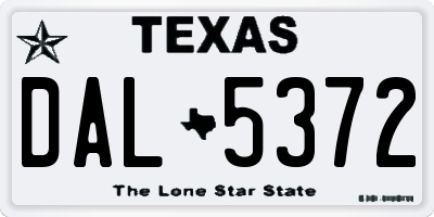 TX license plate DAL5372