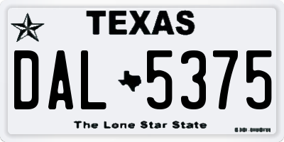 TX license plate DAL5375