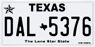 TX license plate DAL5376