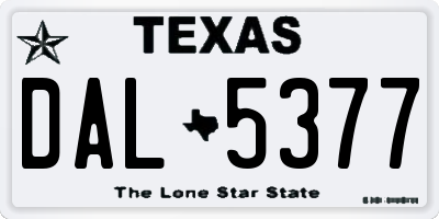 TX license plate DAL5377