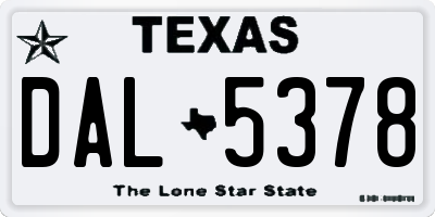 TX license plate DAL5378
