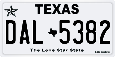 TX license plate DAL5382