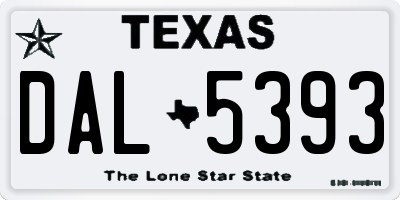TX license plate DAL5393