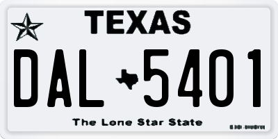 TX license plate DAL5401