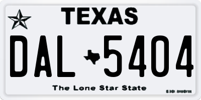 TX license plate DAL5404