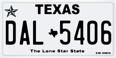 TX license plate DAL5406