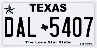 TX license plate DAL5407