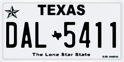 TX license plate DAL5411
