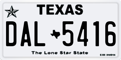 TX license plate DAL5416