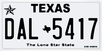 TX license plate DAL5417