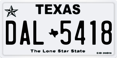 TX license plate DAL5418