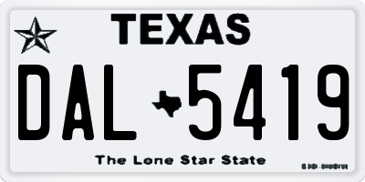 TX license plate DAL5419