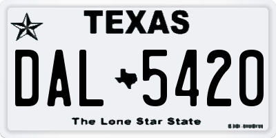 TX license plate DAL5420
