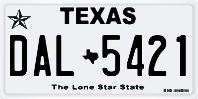 TX license plate DAL5421