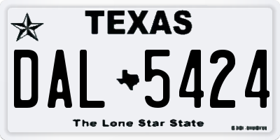 TX license plate DAL5424